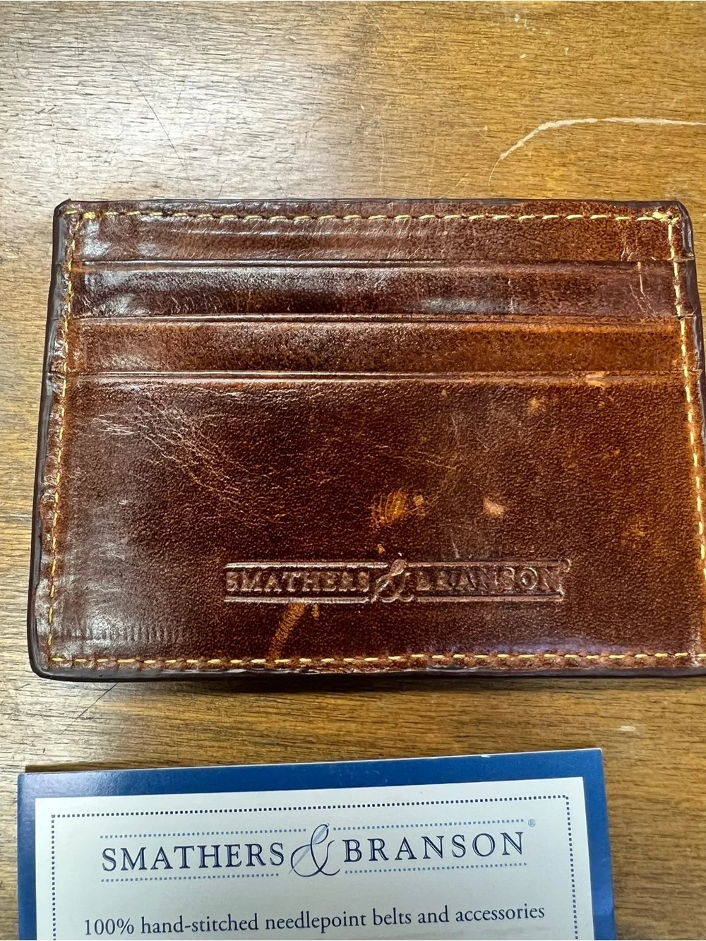 Smathers & Branson Needlepoint Bird Hunter Card Wallet - Orange & Navy NWT